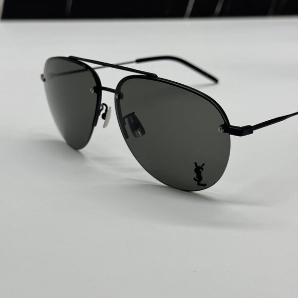 NEW SAINT LAURENT CLASSIC 11F 005 UNISEX BLACK AVIATOR SUNGLASSES - Picture 6 of 9
